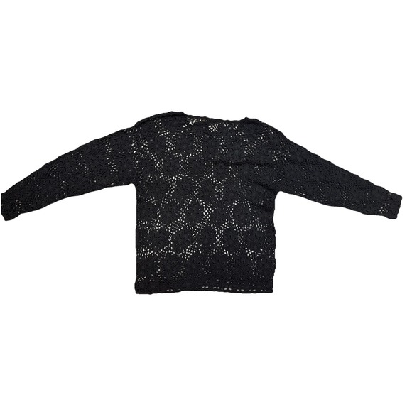 VTG Crochet Black Long Sleeve Witchy Whimsical Grunge Mesh Sweater Yarnworks NWT - Picture 3 of 4